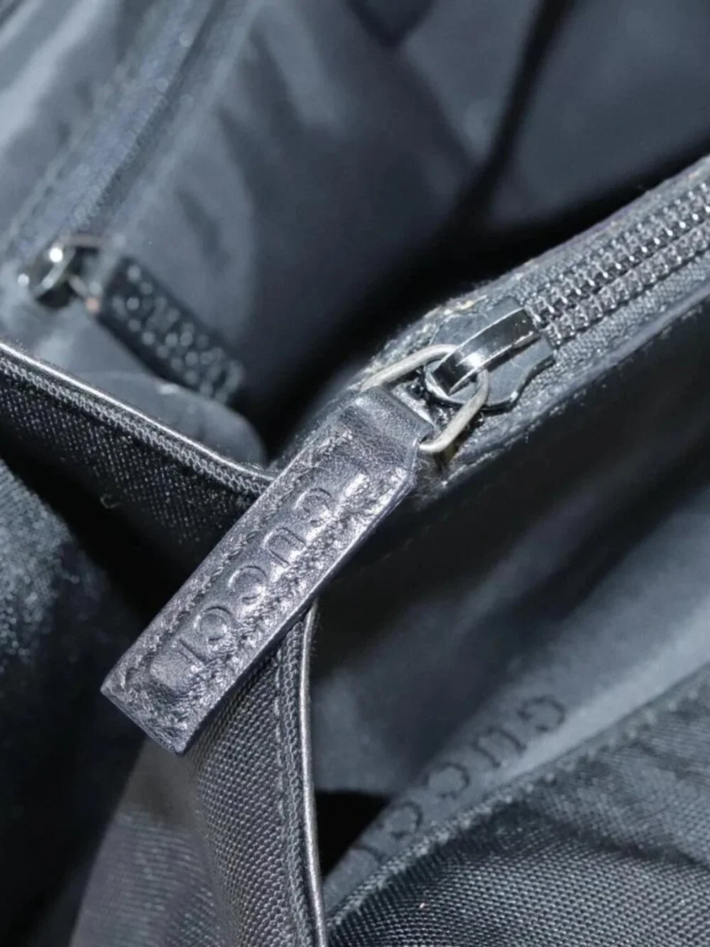 GUCCI Bamboo Hand Bag Nylon Black 002 1010 3444 Auth ep7044